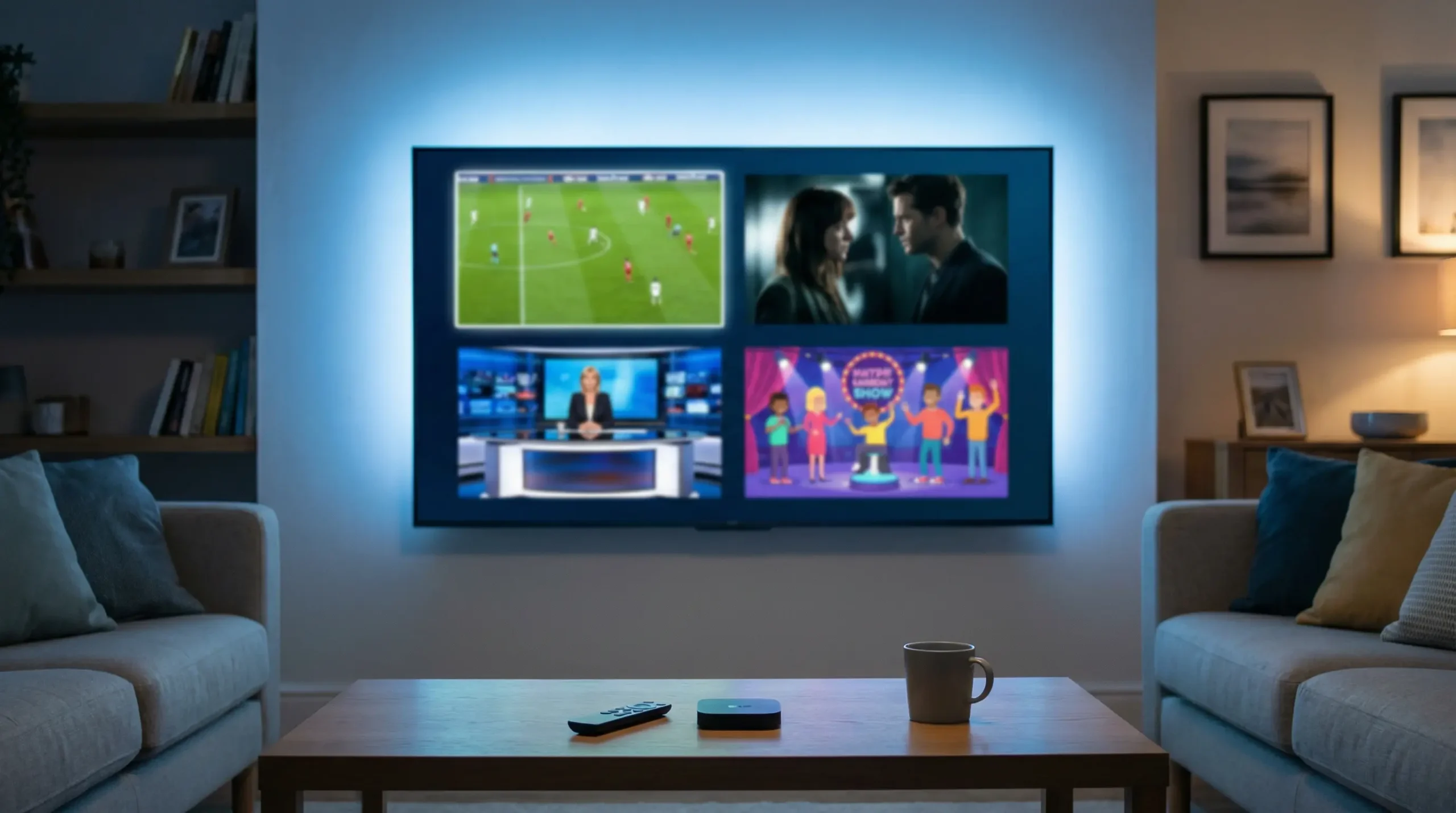Best IPTV channels UK displayed on a modern television in a British living room